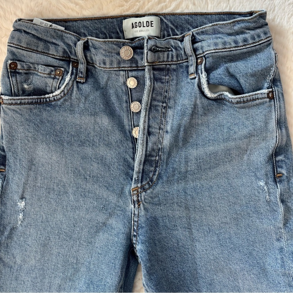 AGOLDE Straight Leg Button Fly Jeans!!Light Wash, Raw Hem, Distressed!